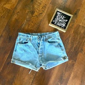 Coveted 501 light wash cut off jeans